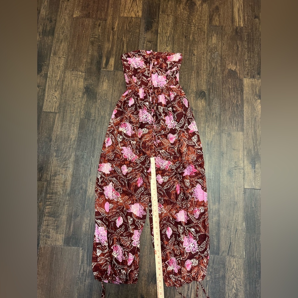 Free People Iris Halter Jumpsuit Size XS-S (NO SIZE TAG )Color Brown And Pink - Picture 11 of 14